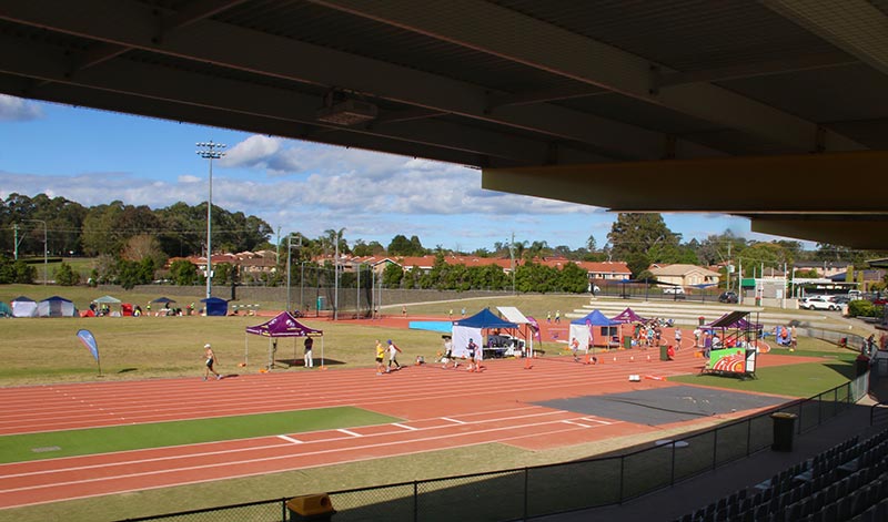 The view from the stadium of our 24 hour race setup