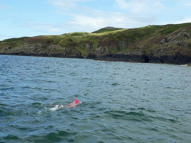 Almost there - Abhejali reaching the Scottish Coast of the North Channel - photo Mark Hamilton