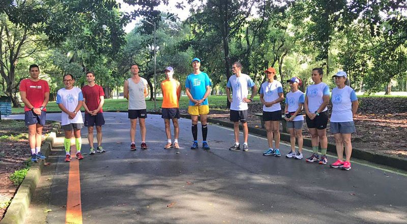 Runners line up for a 13-hour run in Sao Paolo