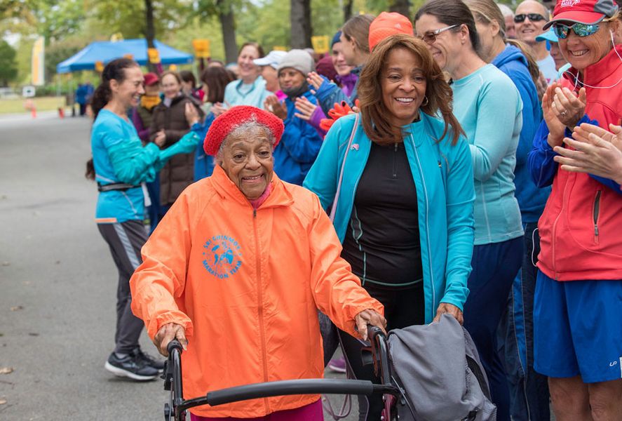 Ida and Shelly Keeling share in the joy of the race