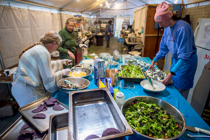 Cooks working behind the scenes